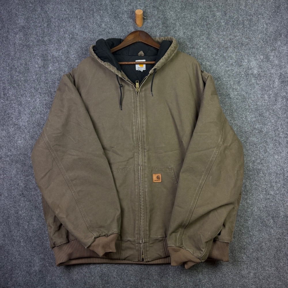 Carhartt J130 LBR Active Jacket Mens 3XL Tall Brown Duck Quilted Flannel Lined